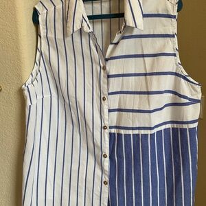 Multi Stripe Sleeveless Summer Blouse Chico’s Sz 3 (14-16)